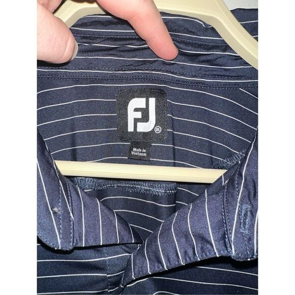 FJ Footjoy XXL Golf Polo Navy Striped - Picture 3 of 4